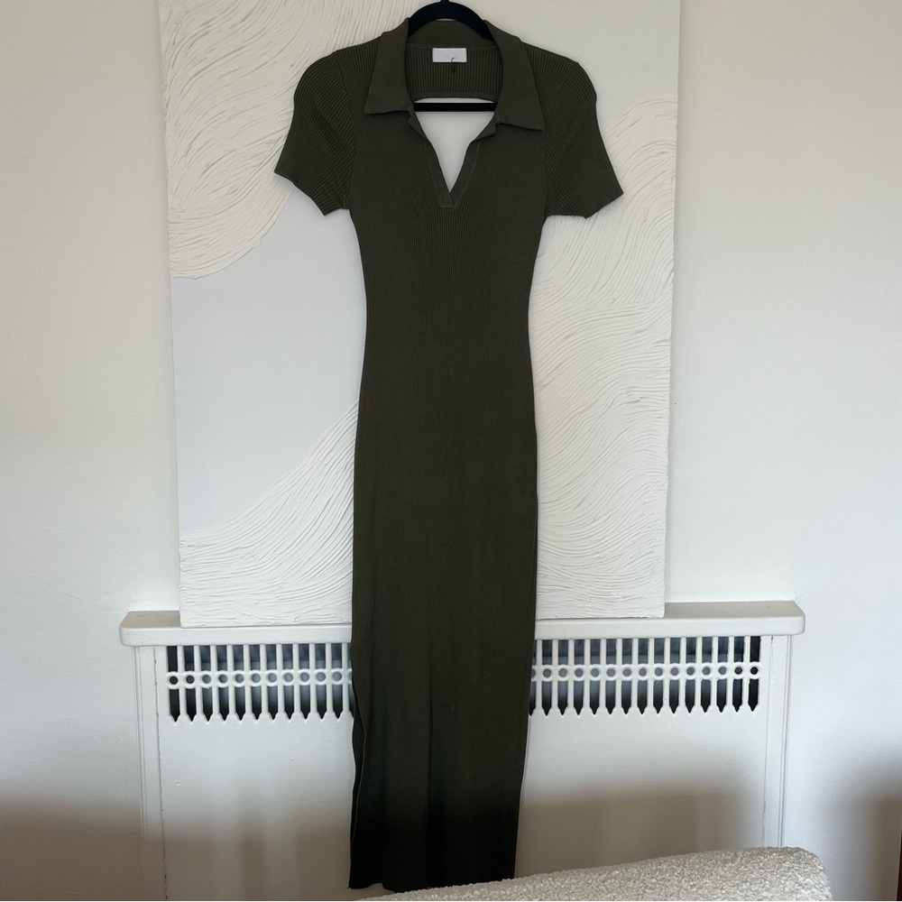 Isalis Midi Dark Green Bodycon Dress